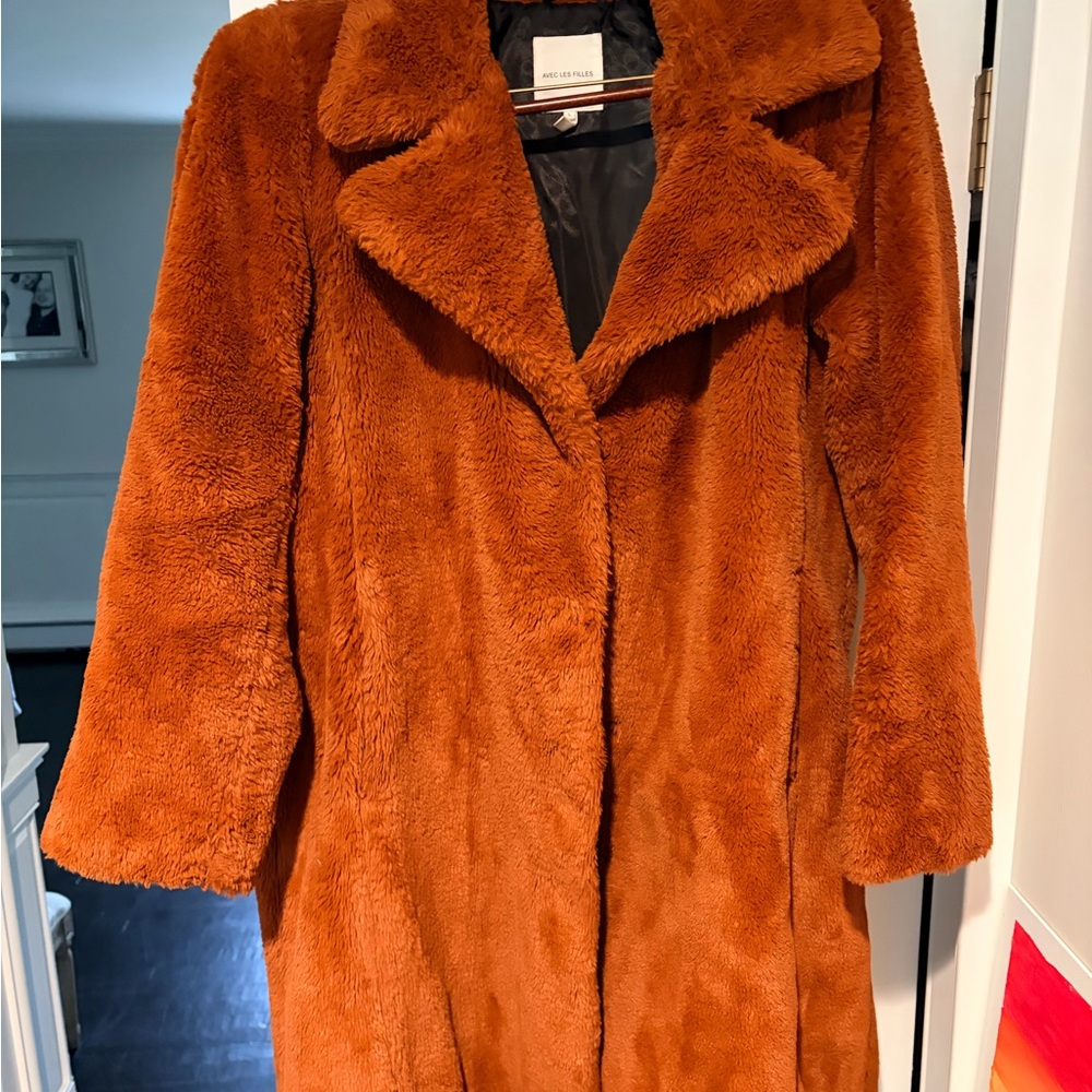 Avec Les Filles Women’s  Faux Fur Coat in Rust
